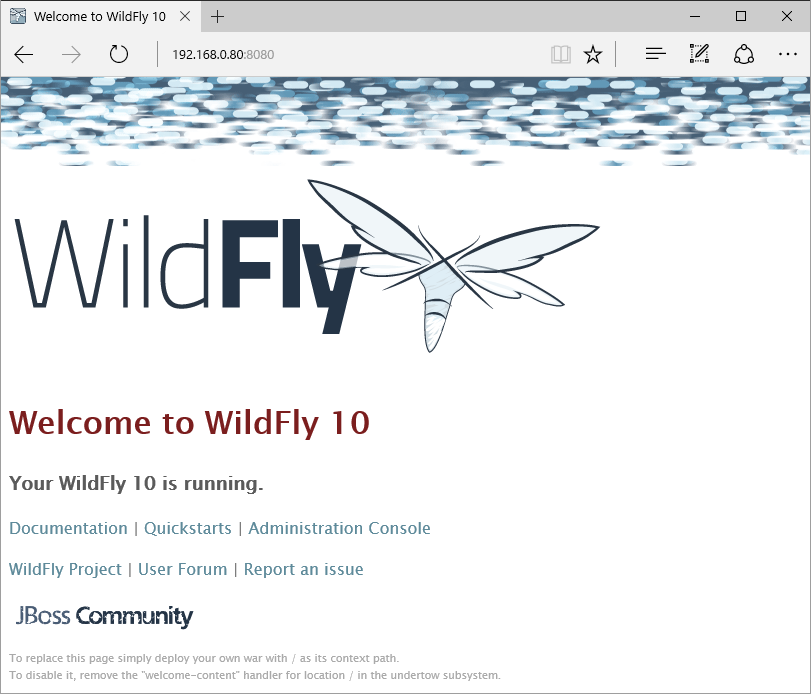 Dockerコンテナで稼働するWildFlyにブラウザでアクセス